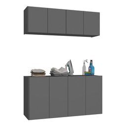 Conjunto Lavanderia Suspenso Multiuso Armário Aéreo e Balcão 4 Portas Multimóveis Mp5052 Grafite - 2