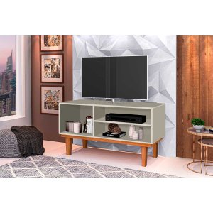 Rack Denver C/ Prateleira e Nicho:off-white/canela