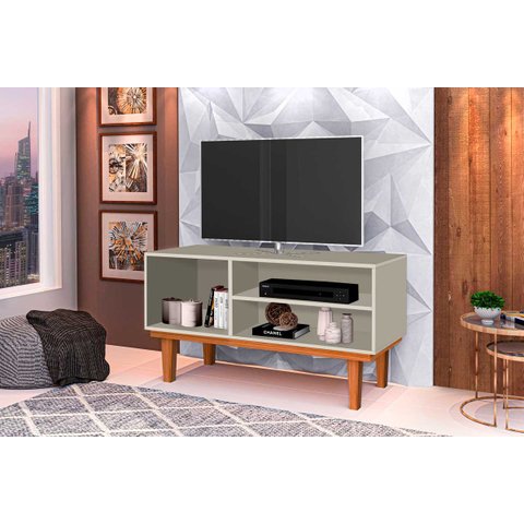 Rack Denver C/ Prateleira e Nicho:off-white/canela