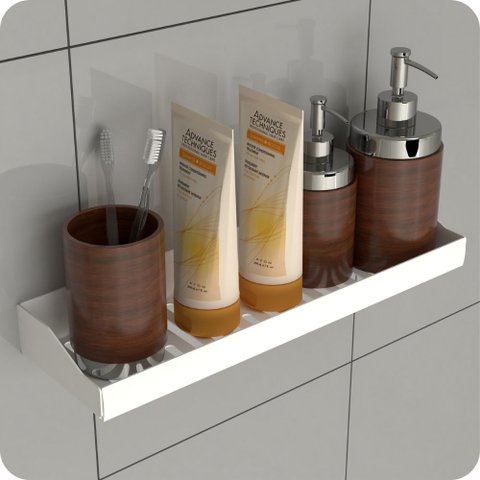 Porta Shampoo Adesivo sem Furar Parede Branco Df