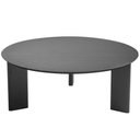 Ver imagem 1 de Mesa de Centro Redonda Orgânica Chanfrada Artesano 80 Cm (larg) Mdp Nero (preto) Pés Madeira Maci