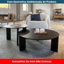 Ver imagem 6 de Mesa de Centro Redonda Orgânica Chanfrada Artesano 80 Cm (larg) Mdp Nero (preto) Pés Madeira Maci