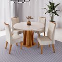 Ver imagem 4 de Conjunto Sala de Jantar 4 Lugares Redondo Tampo de MDF Bristol Cobre/Blonde/Bege - Casa Giulia