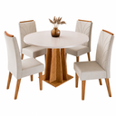 Ver imagem 1 de Conjunto Sala de Jantar 4 Lugares Redondo Tampo de MDF Bristol Cobre/Blonde/Bege - Casa Giulia