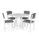 Ver imagem 1 de Mesa de Jantar Redonda Gabi Branca com 4 Cadeiras Estofadas Ella Branco/cinza Escuro