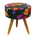 Ver imagem 1 de Puff Banqueta Retro Pés Castanho Palito Várias Estampas:romero Brito