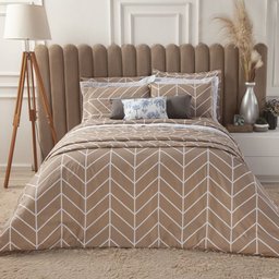 Colcha King 3 Peças Cobre Leito Dupla Face 100% Algodão Percal 200 Fios Tous Les Jours: Rua da Praia - 1