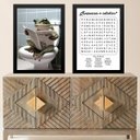 Ver imagem 1 de Kit 2 Quadros Divertidos Banheiro - Perereca 33x24cm - com Vidro:moldura Branca