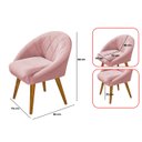 Ver mais imagens de Kit 4 Poltrona Sala Decorativa Louis Veludo Rosa Pés Palito Castanho