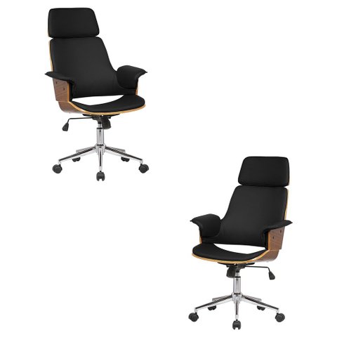 Kit 2 Cadeira de Escritório Home Office Decorativas Casemiro Pu C/regulagem de Altura Base Giratória