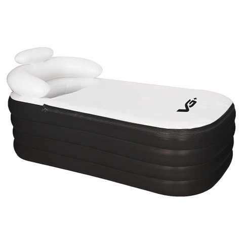 Banheira Ofurô Inflável Adulto Dobrável 120l com Bomba Elétrica Bivolt Vg Plus Preta