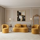 Ver imagem 1 de Conjunto Decorativo 02 Poltronas + Sofá Curvo Orgânico Nature Gaia Veludo Mostarda - Montanaris Deco