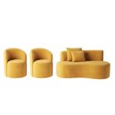 Ver imagem 2 de Conjunto Decorativo 02 Poltronas + Sofá Curvo Orgânico Nature Gaia Veludo Mostarda - Montanaris Deco
