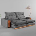 Ver imagem 2 de Sofa Retratil e Reclinavel Capri 230cm Kc Rei de Casa Veludo Cinza