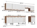 Ver imagem 3 de Cozinha Completa Modulada Jaguar 340cm Premium com Aéreo e Balcão - Madeirada/Branca
