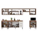 Ver imagem 2 de Cozinha Completa Modulada Jaguar 340cm Premium com Aéreo e Balcão - Madeirada/Branca