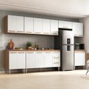 Ver imagem 1 de Cozinha Completa Modulada Jaguar 340cm Premium com Aéreo e Balcão - Madeirada/Branca