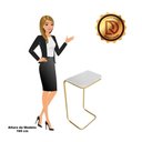 Ver imagem 2 de Mesa Lateral Tampo Branco Multiuso para Sofá Base Metálica