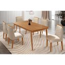 Ver imagem 1 de Conjunto: Mesa Sala Jantar Havana Curvo 180cm + 6 Cadeiras Maldivas Naturale - Suede Creme - Rufato