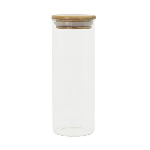 Pote de Vidro com Tampa de Bambu Oikos 450ml Hermético Redondo