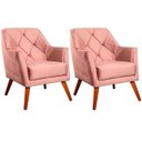Ver imagem 1 de Kit 2 Poltronas para Sala e Escritório Decorativas Héstia Veludo Rosê