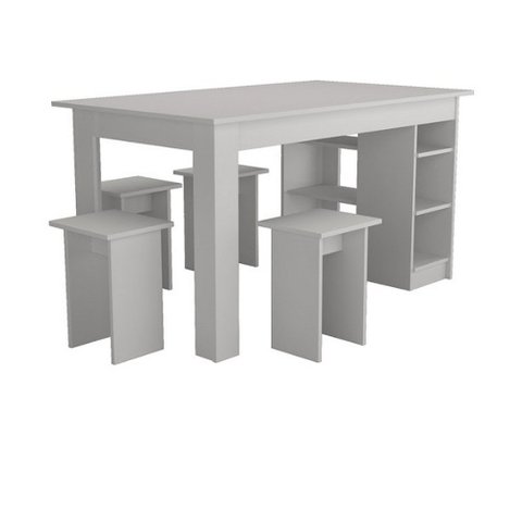 Conjunto de Mesa de Jantar com Nichos e Bancos Nova Mobile