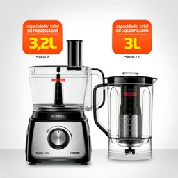 Multiprocessador de Alimentos Mondial Turbo Chef 9 em 1 MPN-01-BF com 2 Velocidades + Pulsar 1000 W - 4