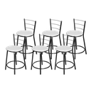Ver imagem 1 de Jogo 6 Banqueta Baixa Para Cozinha Epoxi Craqueada Assento Estofado