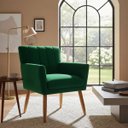 Ver imagem 1 de Poltrona Decorativa Elegante Cecília Recepção Escritório Sala de Estar Suede Verde
