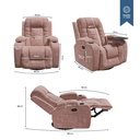 Ver imagem 7 de Poltrona do Papai Giratória Balanço Reclinável Manual Massagem Aquecimento Tecido Suede Rosa Nude
