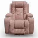 Ver imagem 2 de Poltrona do Papai Giratória Balanço Reclinável Manual Massagem Aquecimento Tecido Suede Rosa Nude