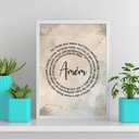 Ver imagem 1 de Quadro Oração Pai Nosso - Mármore Bege e Dourado 45x34cm:madeira Preta