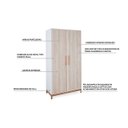 Ver imagem 2 de Guarda-Roupa Roupeiro 2 Portas Mdf e Madeira Maciça Branco e Faia Moore