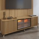 Ver imagem 3 de Rack com Painel para TV 75 Polegadas 100% MDF Vidro Reflecta LED 3 Portas 178cm Neon Float Carvalho