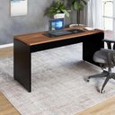 Ver imagem 1 de Mesa Escritório Escrivaninha 160cm X 70cm Pés Painel F5 Cor:nogal com Preto