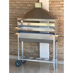Churrasqueira Espetinho Inox Tam 75 Com Coifa Inox e 02 Grelhas Moeda Inox 70x25 - 1