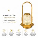 Ver imagem 3 de Luminária LED Decorativa Recarregável sem Fio Luz Quente Portátil Dourado Utimix