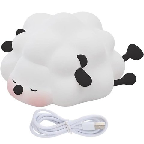 Luminaria Abajur Ovelhinha Fofa Touch Muda De Cor Usb Recarregavel Silicone Anti Alergica Decoraçao 