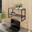 Ver imagem 1 de Nicho Parede Escritório 63cm X 28cm 2 Prateleiras F5 Office Cor:cinza Sagrado com Preto
