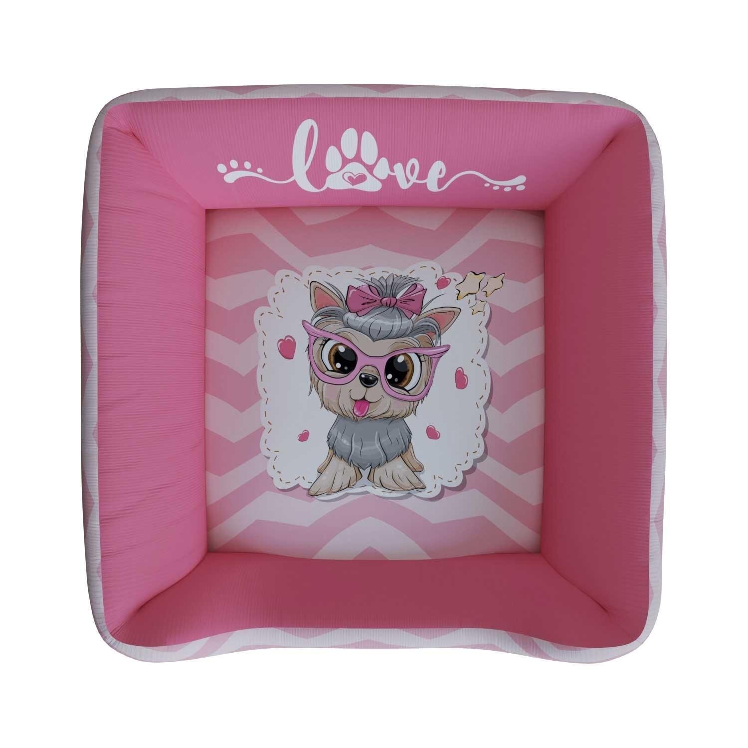 Cama Pet Para Cachorro Rosa Love Aveludado Super Resistente e Macia - 2