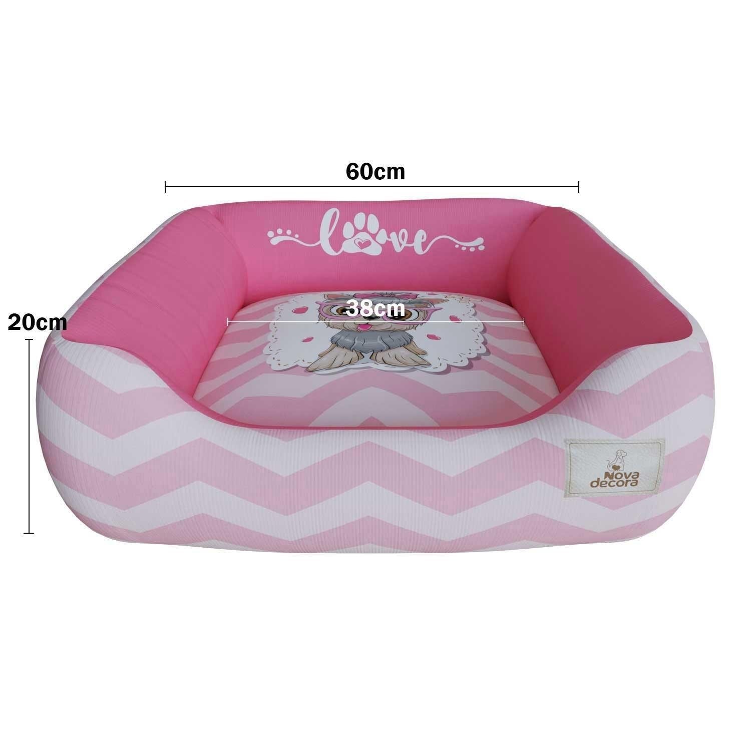 Cama Pet Para Cachorro Rosa Love Aveludado Super Resistente e Macia - 3