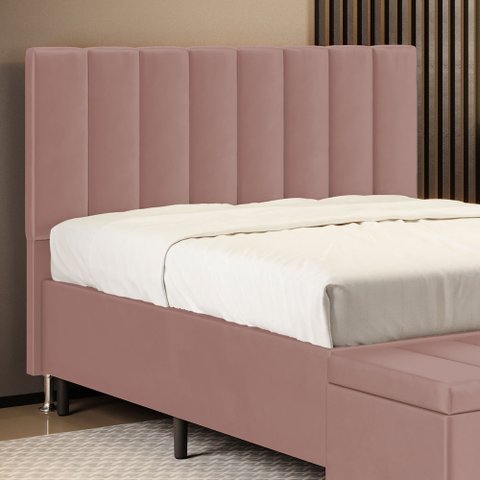 Cabeceira Nashira 160 para Cama Queen N-031 Veludo Rosê Claro Aradecor