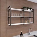 Ver imagem 4 de Prateleira Decorativa Elegante Organizadora Estilo Industrial Parede Sala Quarto Cozinha Branca