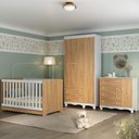 Ver imagem 2 de Quarto de Bebê Completo Berço Americano 3 em 1 Colchão Dengo Multimóveis Mp4608 Branco/madeirado