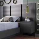 Ver imagem 1 de Cabeceira para Cama Solteiro 122cm e Mesa Cabeceira Suspensa Cor:grafite
