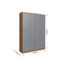 Ver imagem 4 de Guarda Roupa 4 Portas Dormitorios Laranja/Freijó/Cinza