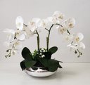 Ver imagem 2 de Arranjo Flor Orquídeas Artificiais Branca No Vaso Montado