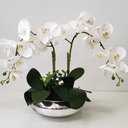 Ver imagem 1 de Arranjo Flor Orquídeas Artificiais Branca No Vaso Montado