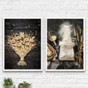 Ver imagem 1 de Kit 2 Quadros Cozinha Massas E Trigo 24x18cm - com vidro:Madeira branca