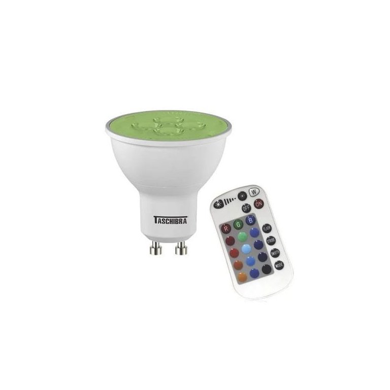 Lâmpada Led Taschibra Dicroica RGB Colorida 5W Bivolt GU10 com Controle